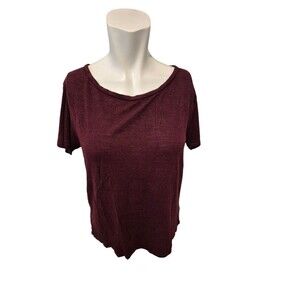 Rag and bone Slub Linen Tee Linen Tshirt Boat Neck Burgundy Sz S